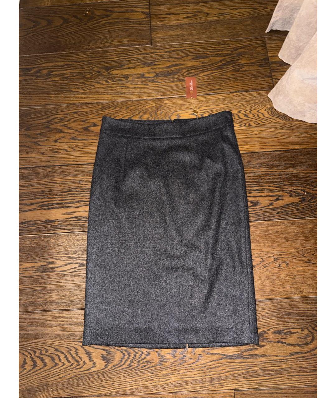 LORO PIANA Антрацитовая кашемировая юбка миди, фото 6