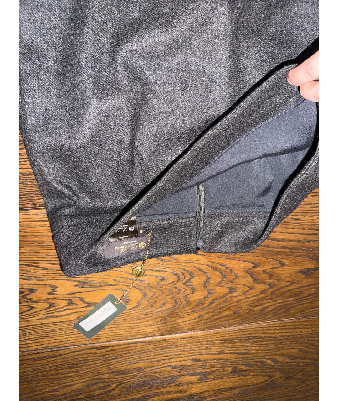 LORO PIANA Антрацитовая кашемировая юбка миди, фото 3