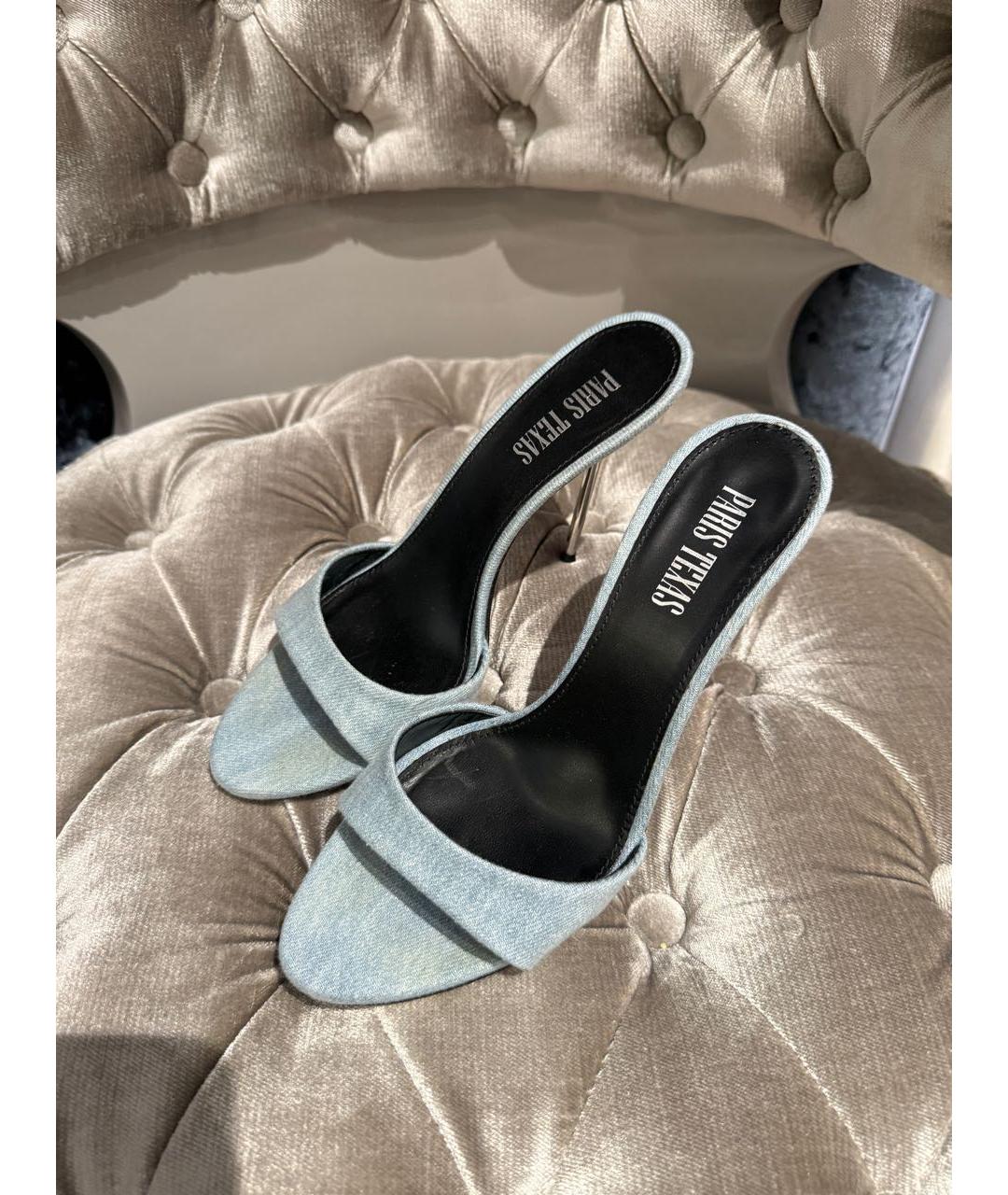 PARIS TEXAS Голубые текстильные мюли, фото 5