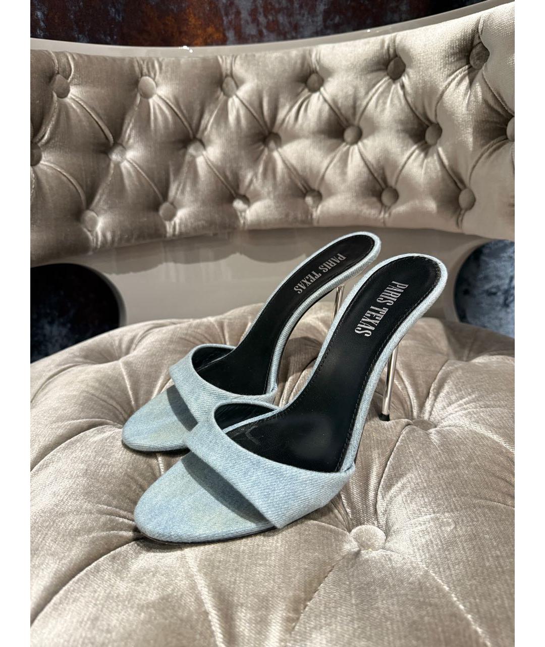 PARIS TEXAS Голубые текстильные мюли, фото 2