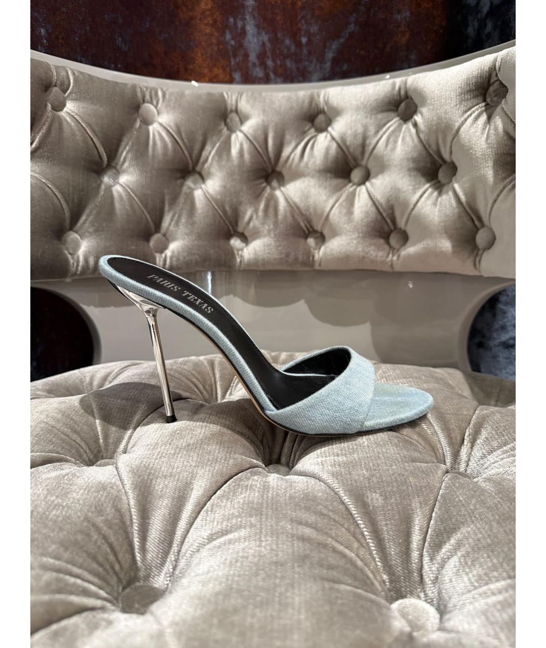 PARIS TEXAS Голубые текстильные мюли, фото 7
