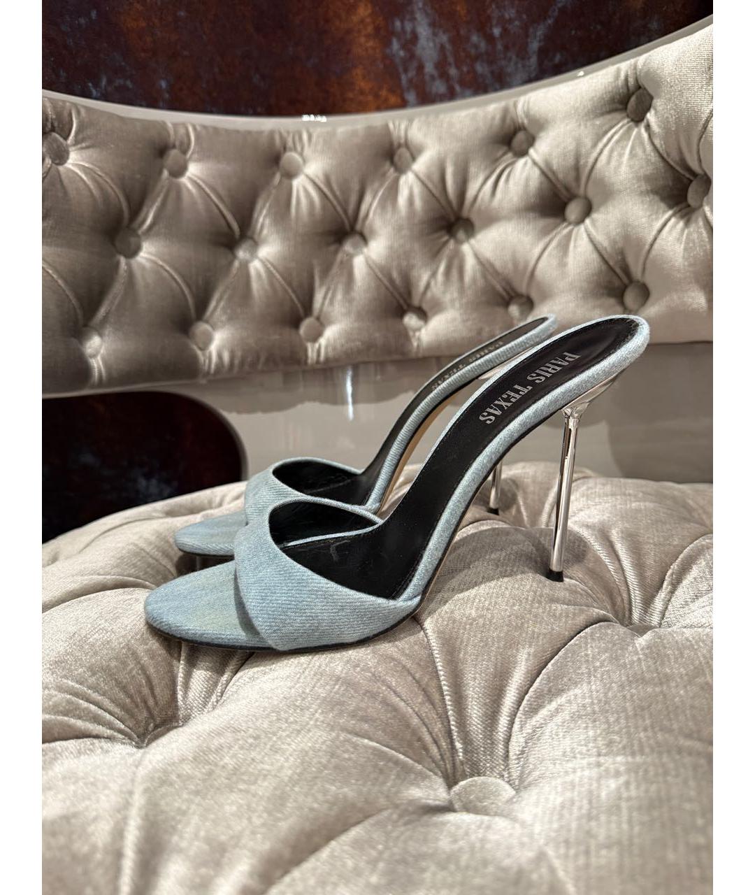 PARIS TEXAS Голубые текстильные мюли, фото 3