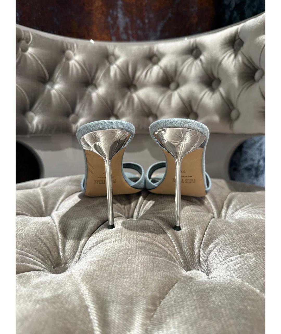 PARIS TEXAS Голубые текстильные мюли, фото 6