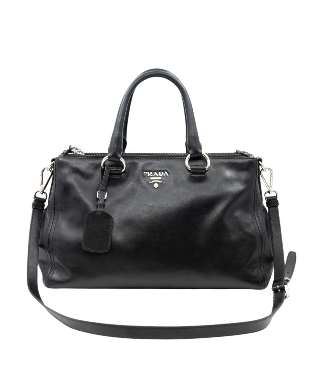 PRADA Черная кожаная сумка с короткими ручками, фото 1