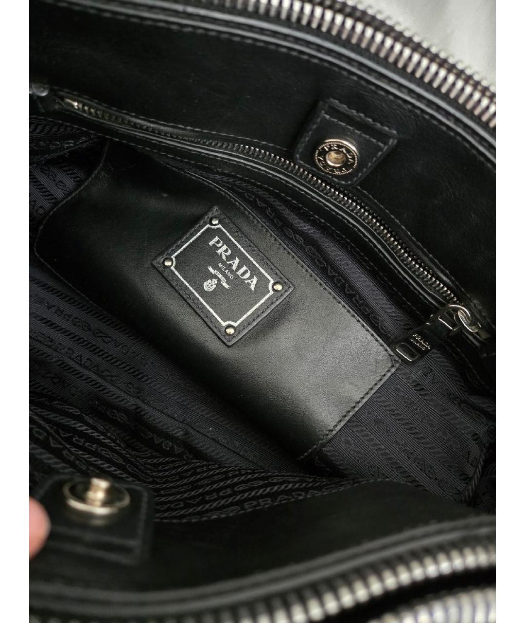 PRADA Черная кожаная сумка с короткими ручками, фото 7