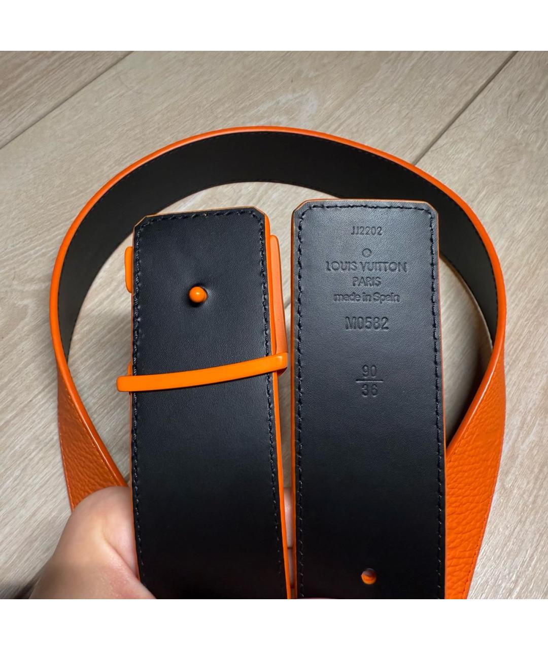 LOUIS VUITTON Оранжевый кожаный ремень, фото 2