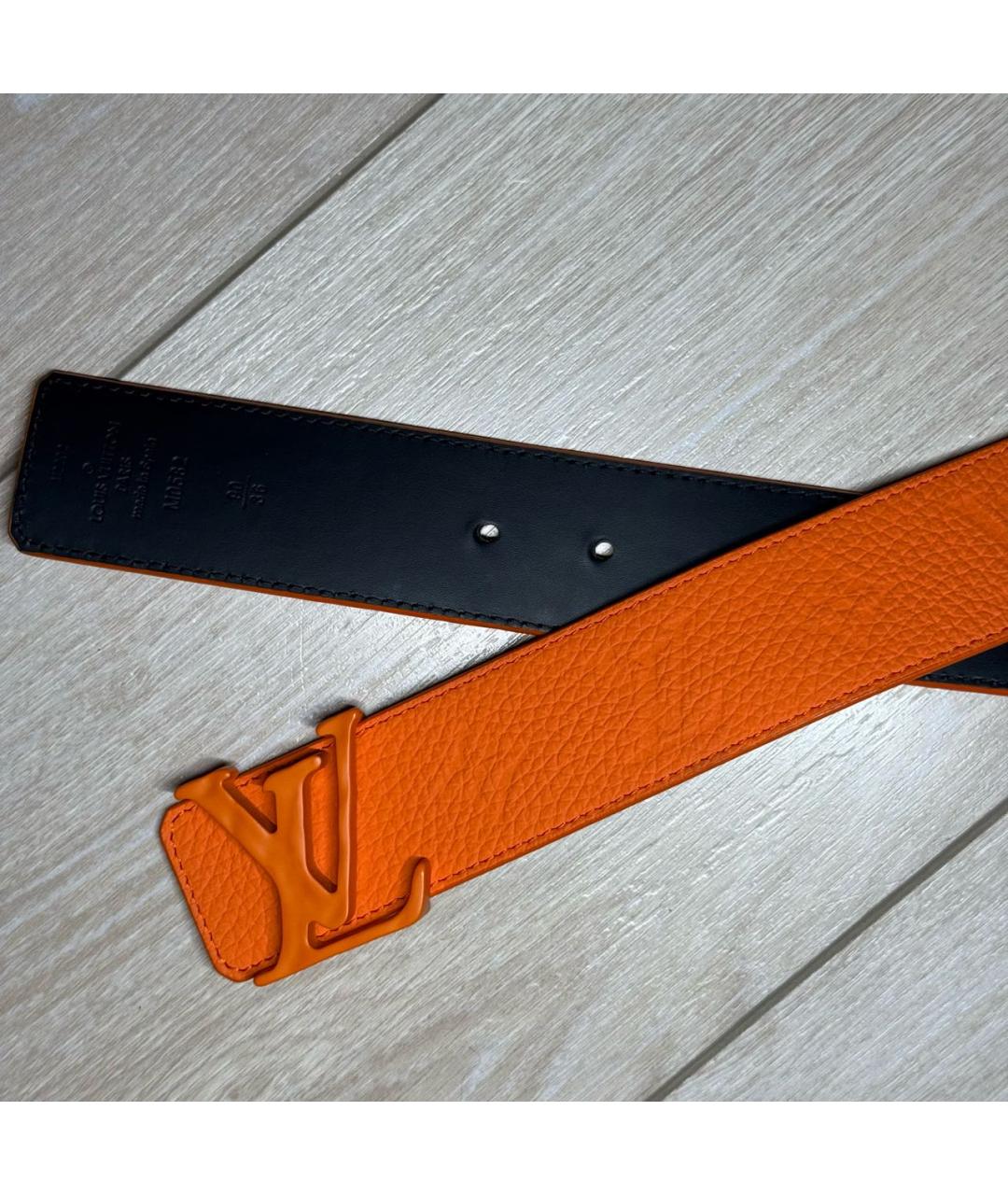 LOUIS VUITTON Оранжевый кожаный ремень, фото 4