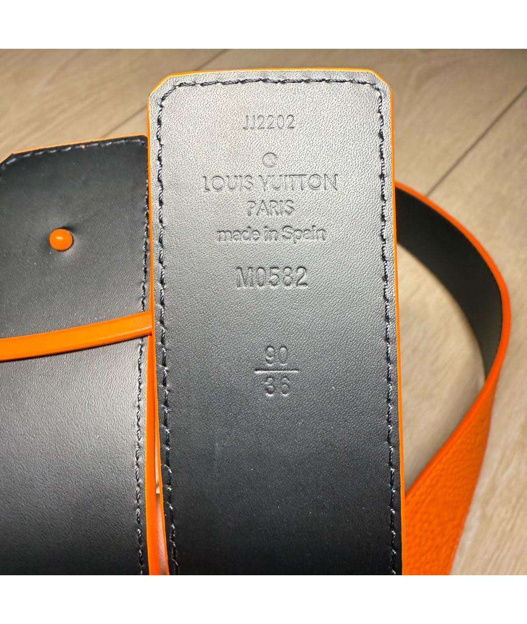 LOUIS VUITTON Оранжевый кожаный ремень, фото 3