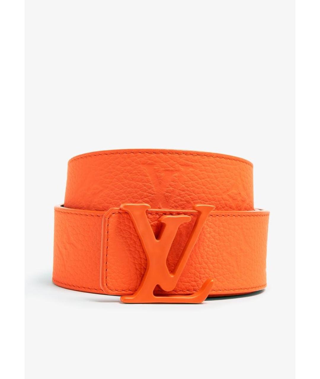 LOUIS VUITTON Оранжевый кожаный ремень, фото 6
