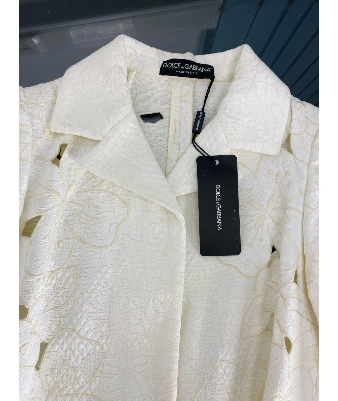 DOLCE&GABBANA Белое хлопковое пальто, фото 3