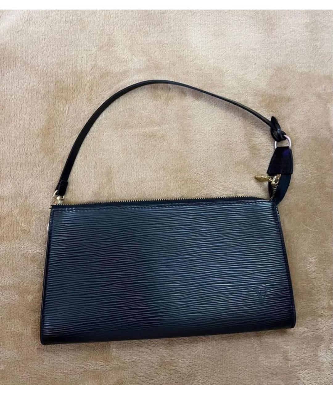 LOUIS VUITTON Черная кожаная сумка через плечо, фото 3