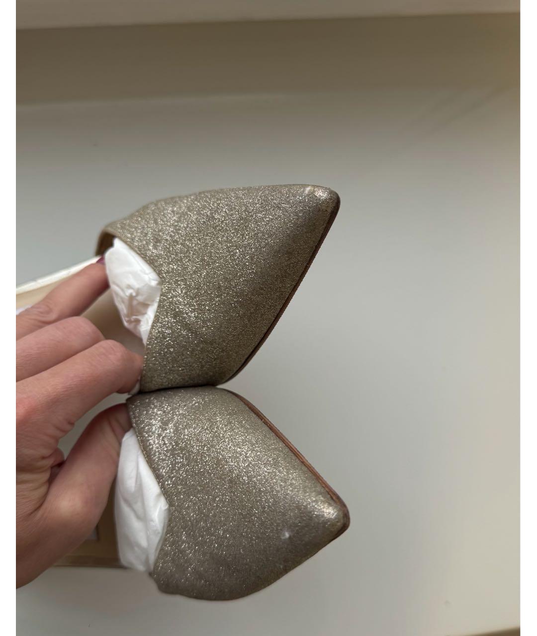 JIMMY CHOO Золотые кожаные босоножки, фото 5