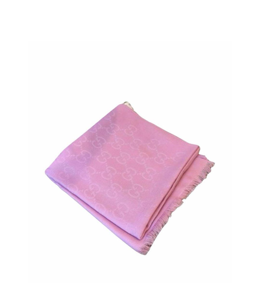 GUCCI Розовый шерстяной платок, фото 8