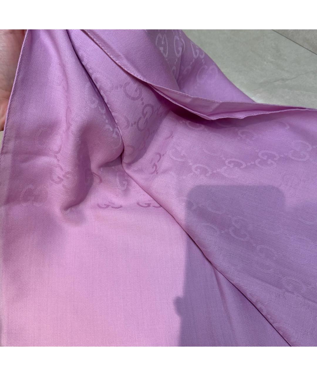 GUCCI Розовый шерстяной платок, фото 6