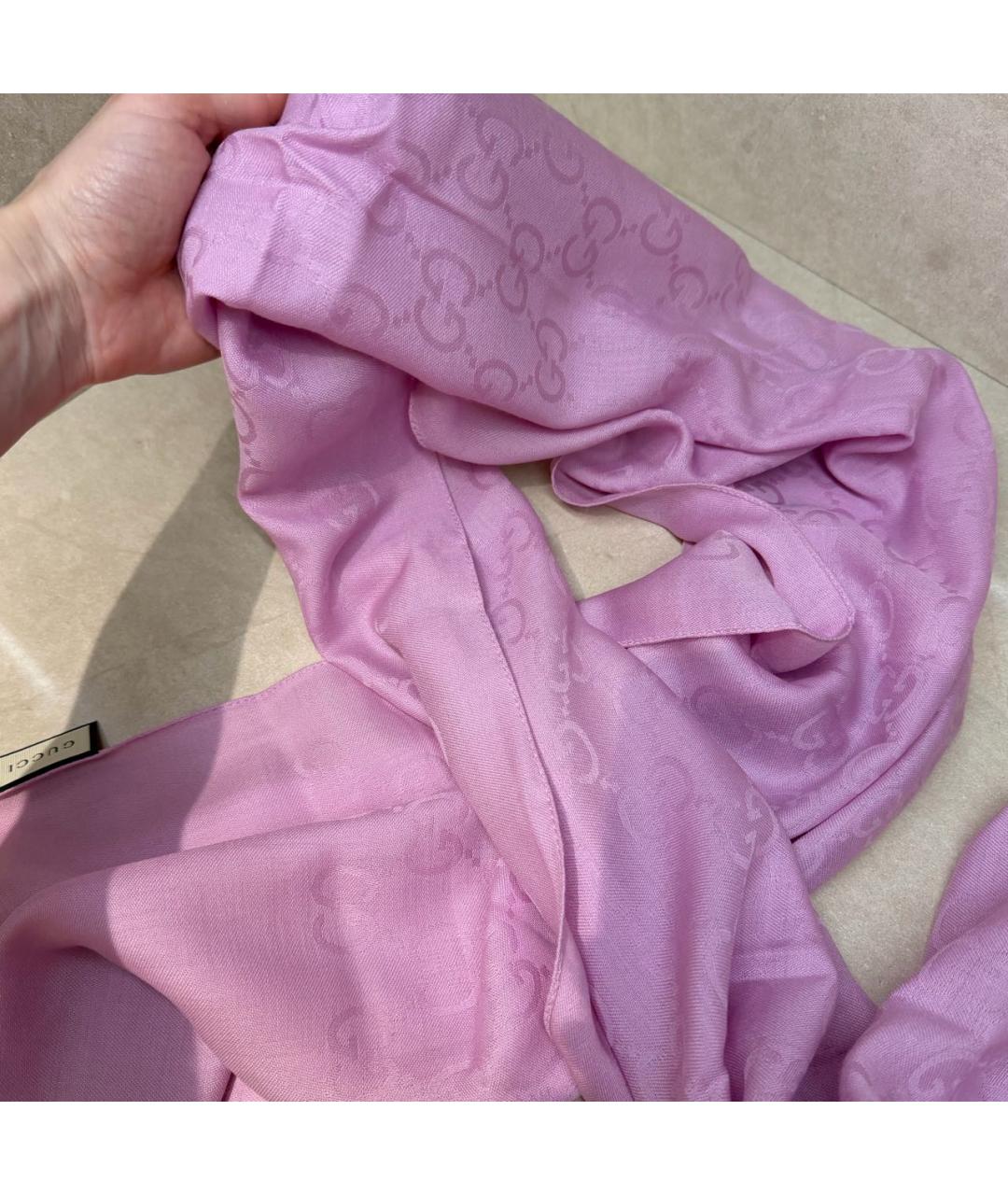 GUCCI Розовый шерстяной платок, фото 3