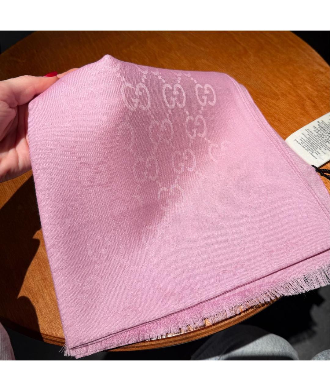 GUCCI Розовый шерстяной платок, фото 7