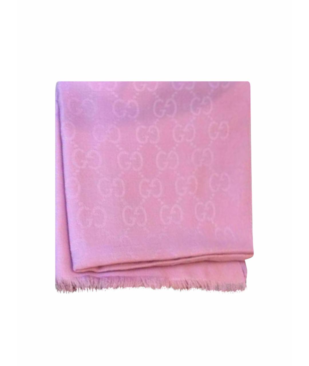 GUCCI Розовый шерстяной платок, фото 9