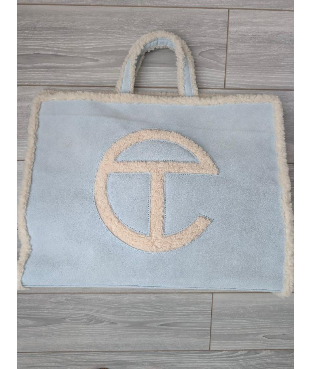 TELFAR Голубая замшевая сумка тоут, фото 2