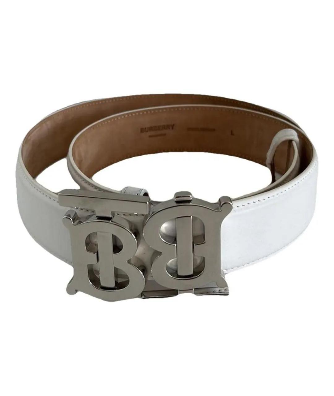 BURBERRY Белый кожаный ремень, фото 1