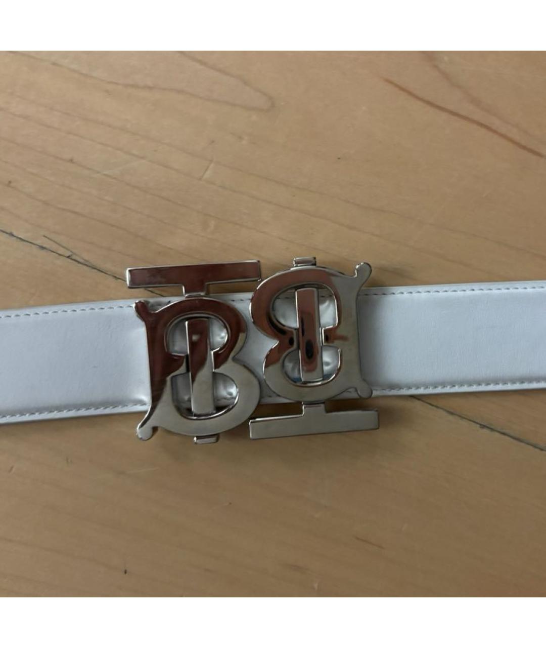 BURBERRY Белый кожаный ремень, фото 2