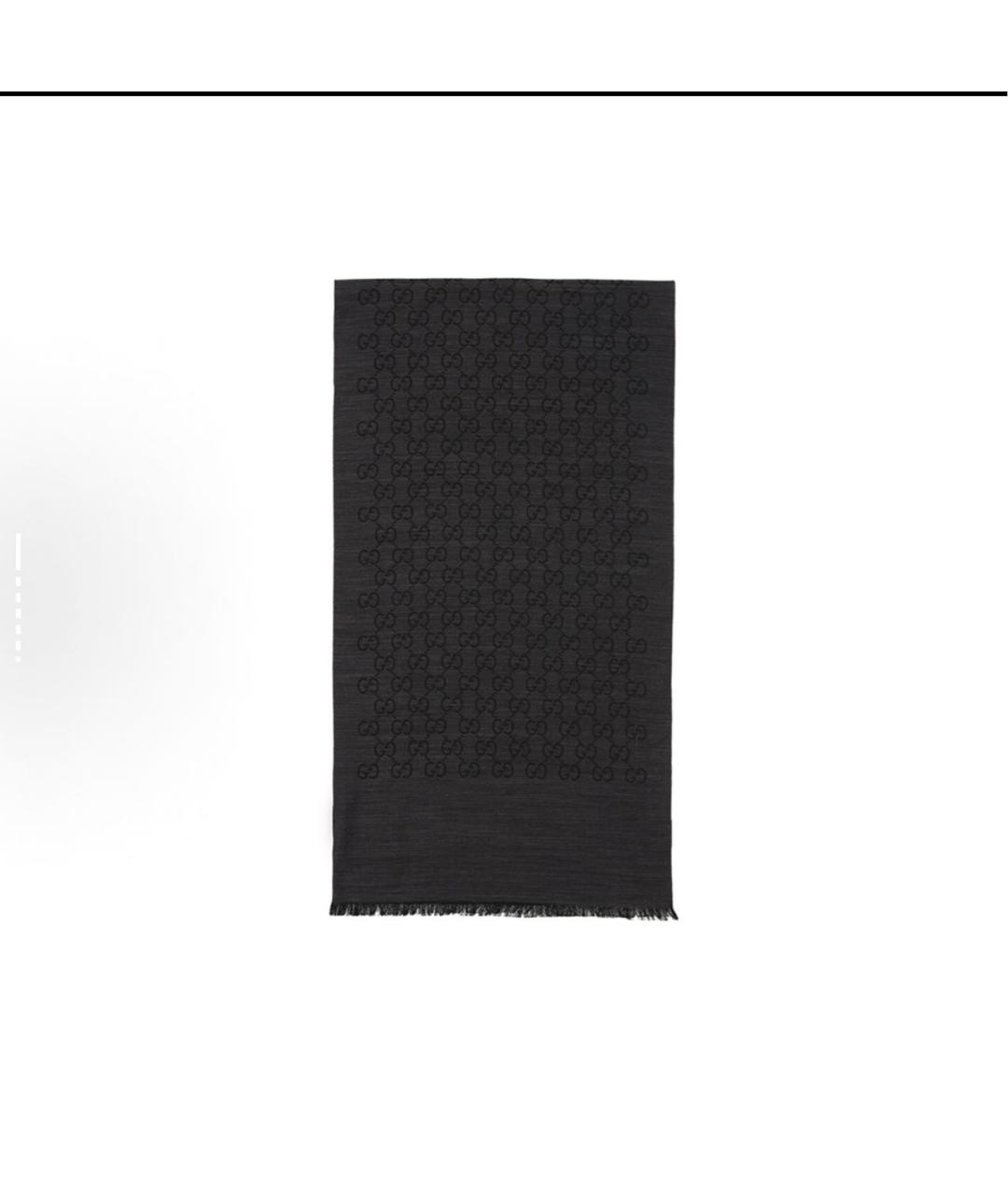 GUCCI Черный шерстяной шарф, фото 9