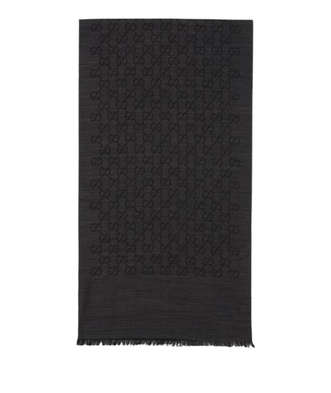 GUCCI Черный шерстяной шарф, фото 1