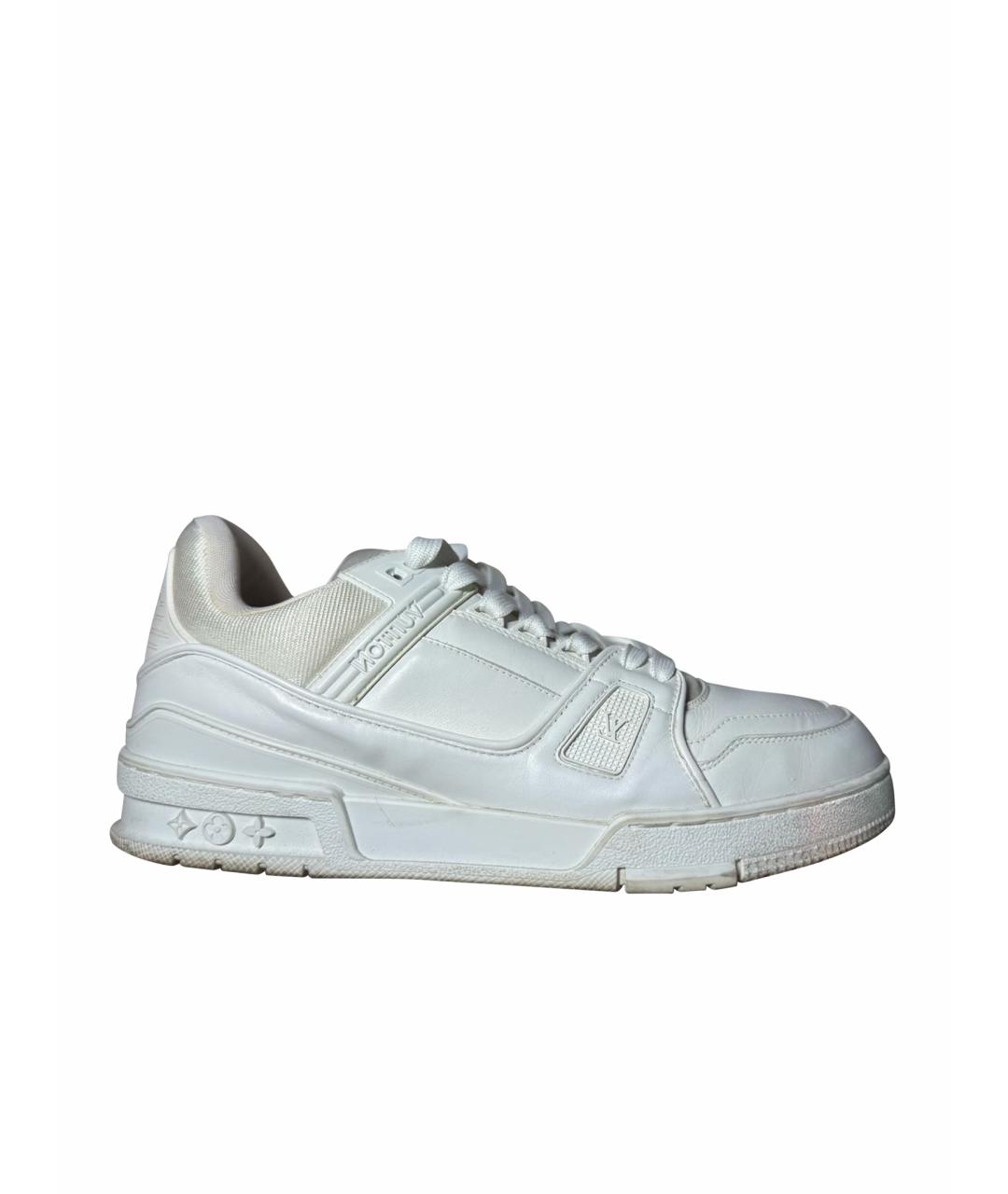 LOUIS VUITTON Белые кожаные низкие кроссовки / кеды, фото 9