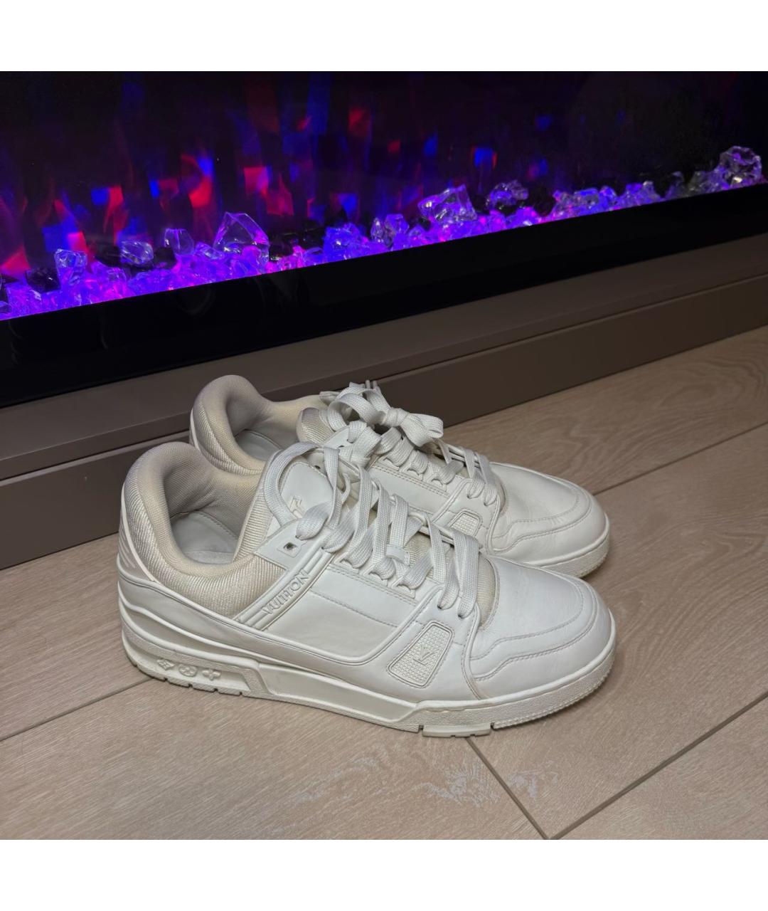 LOUIS VUITTON Белые кожаные низкие кроссовки / кеды, фото 8