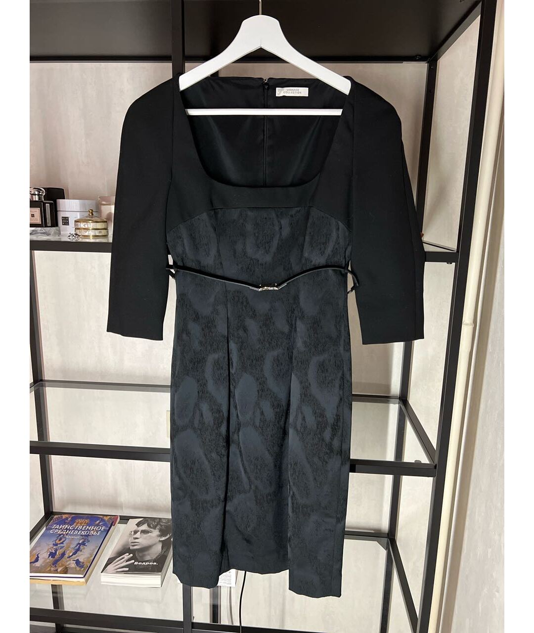 VERSACE COLLECTION Черное полиамидовое коктейльное платье, фото 7