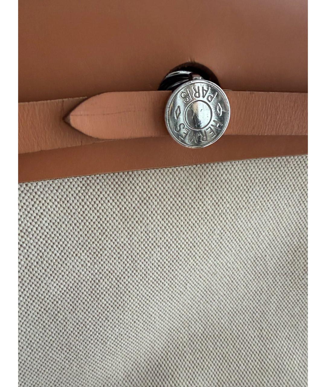 HERMES Бежевая тканевая сумка через плечо, фото 6