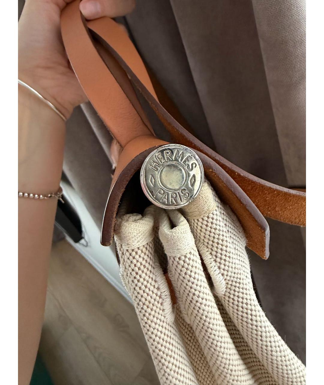 HERMES Бежевая тканевая сумка через плечо, фото 2