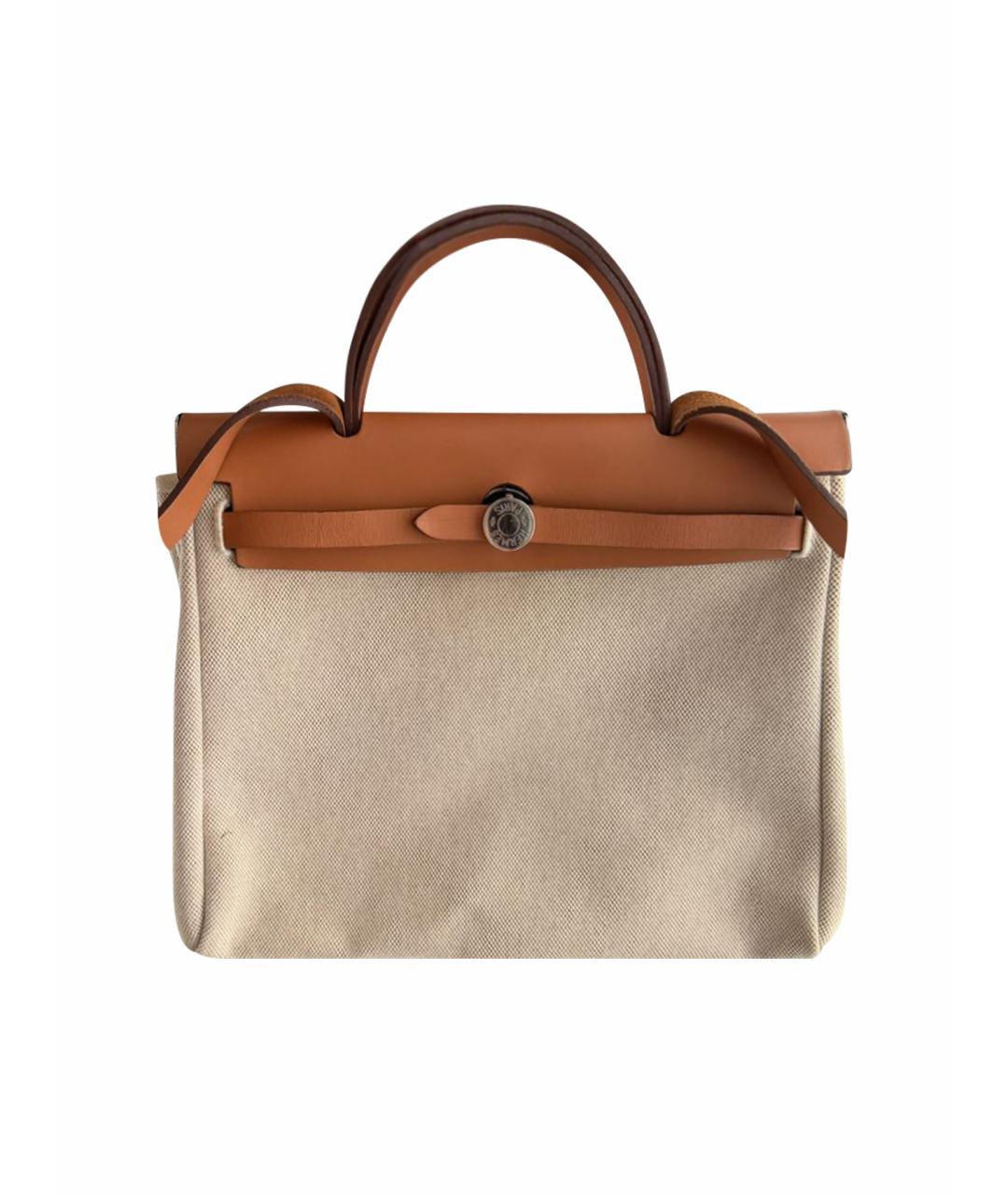 HERMES Бежевая тканевая сумка через плечо, фото 1