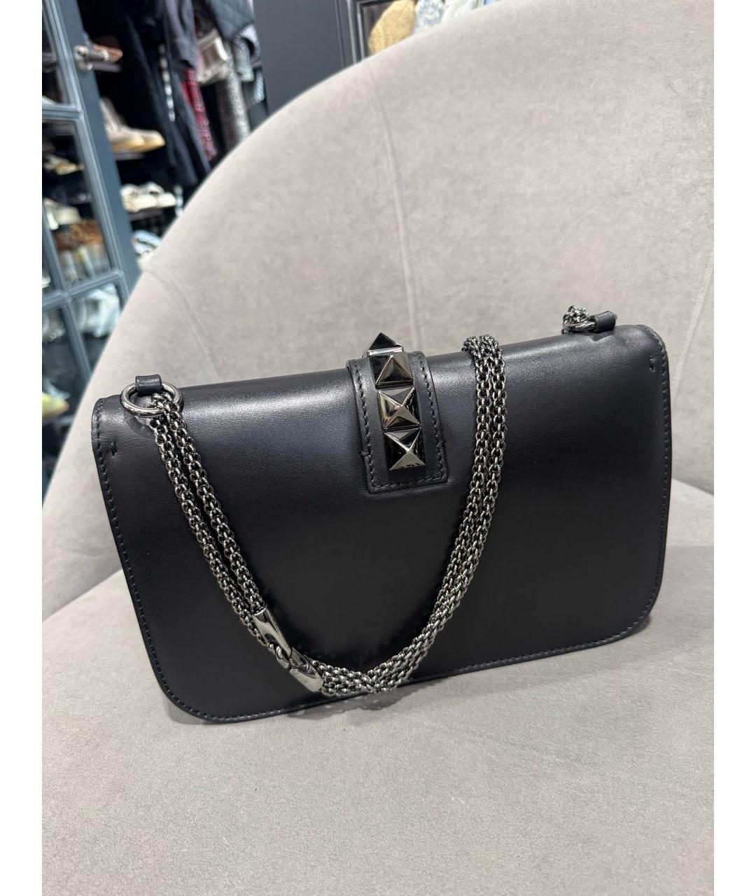VALENTINO Черная кожаная сумка через плечо, фото 3