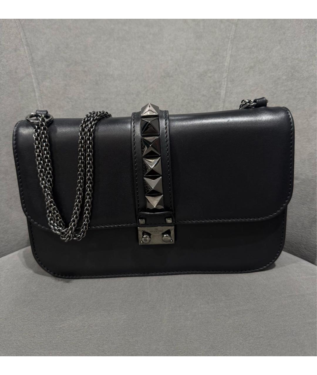 VALENTINO Черная кожаная сумка через плечо, фото 8