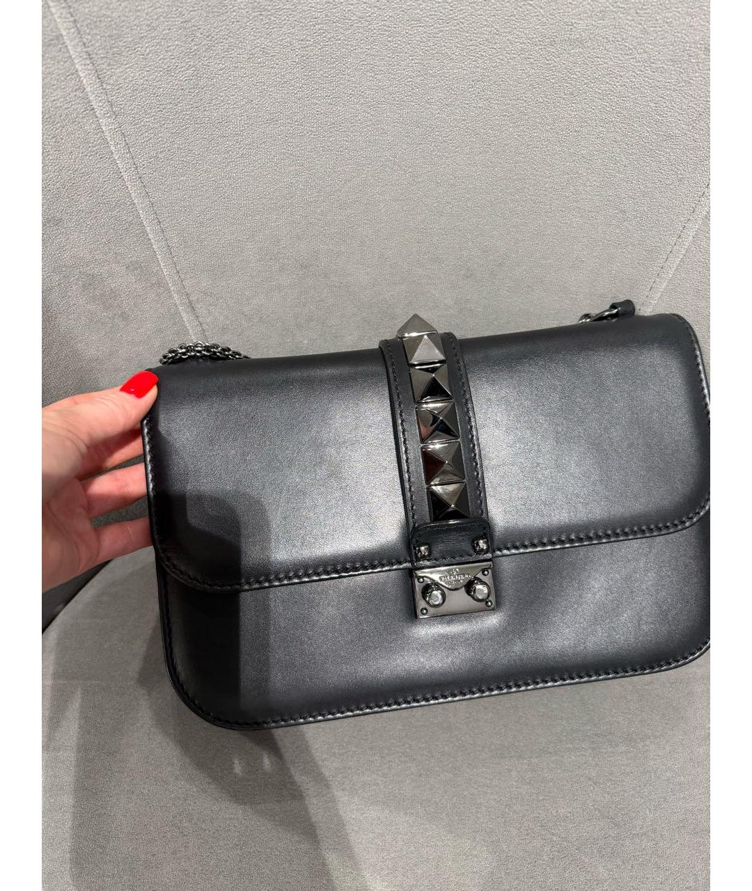 VALENTINO Черная кожаная сумка через плечо, фото 6