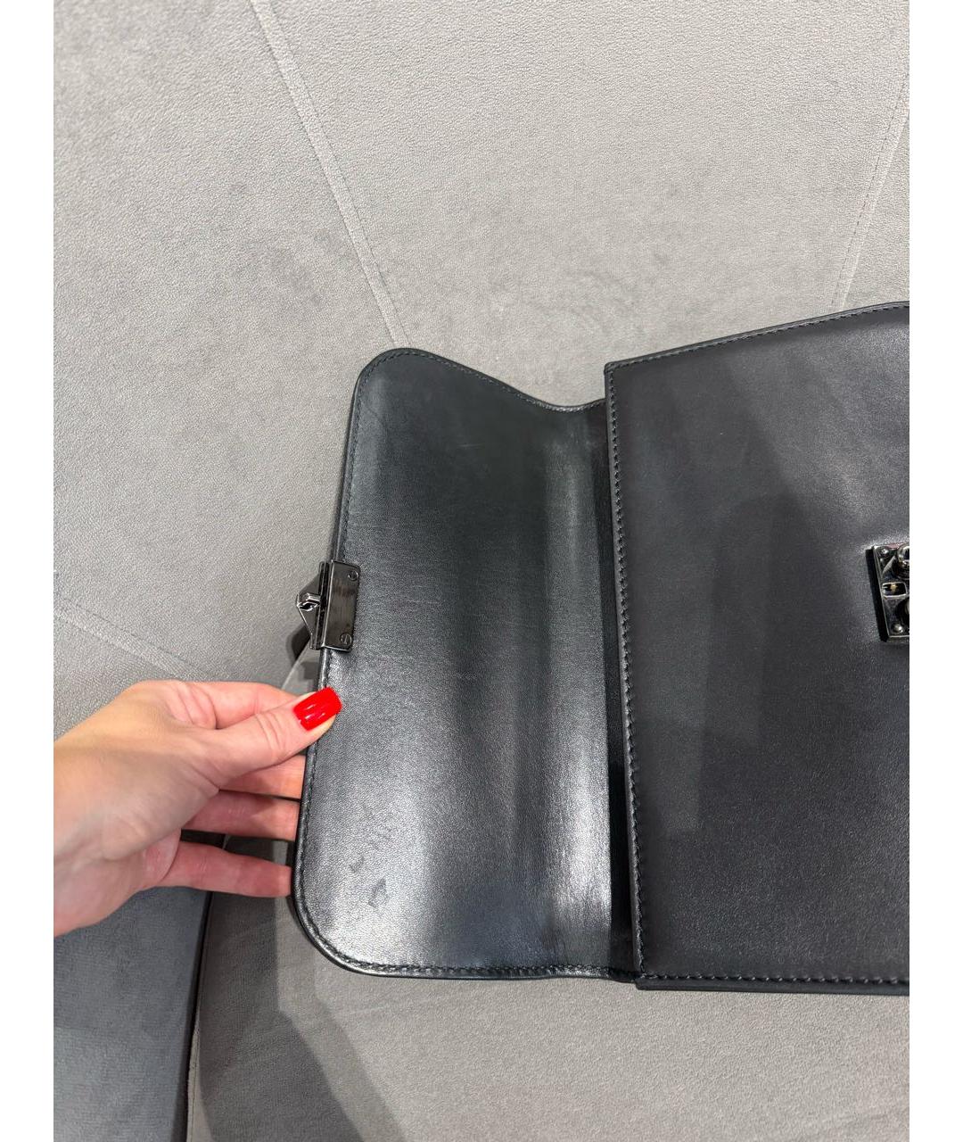 VALENTINO Черная кожаная сумка через плечо, фото 7
