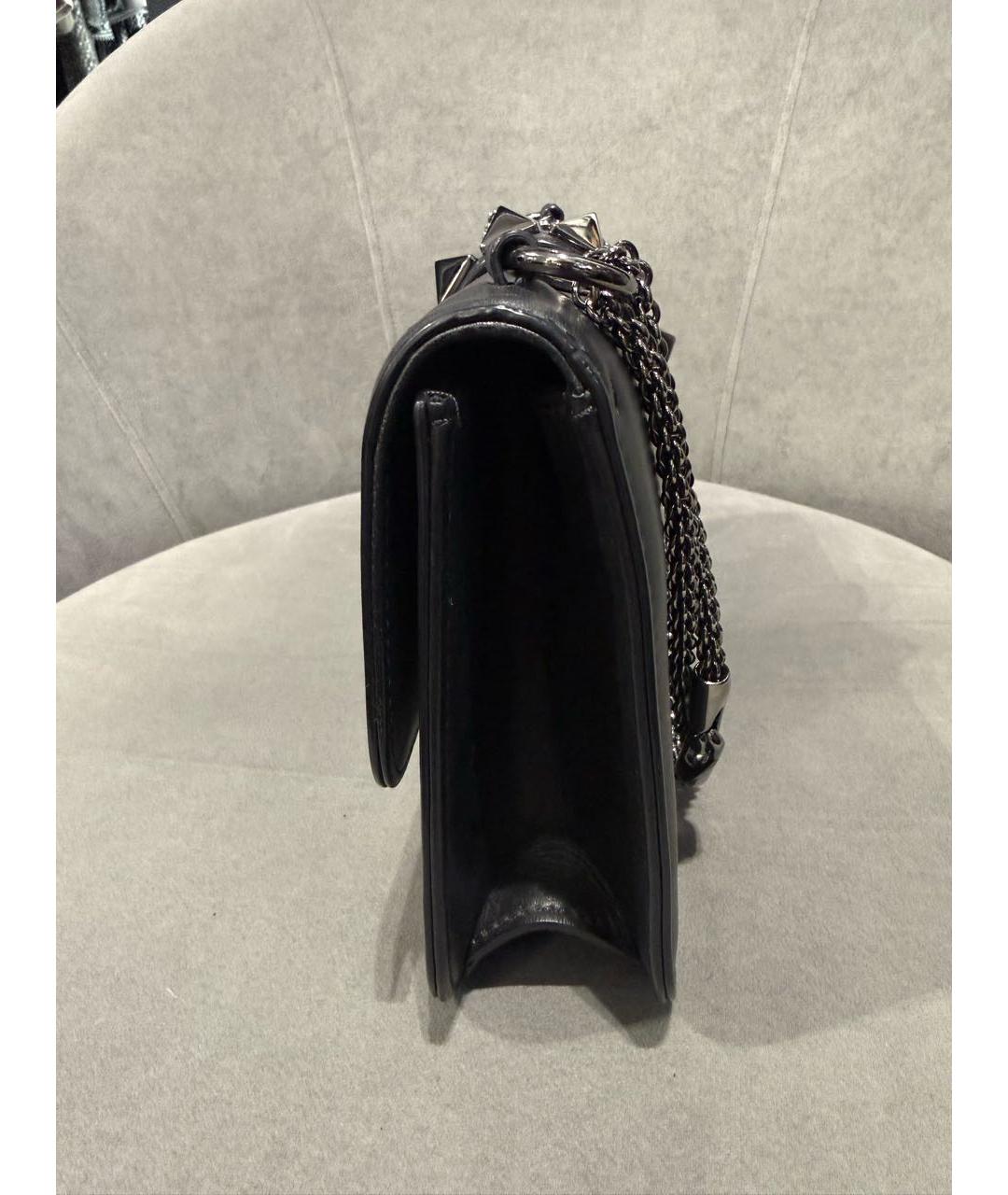 VALENTINO Черная кожаная сумка через плечо, фото 4