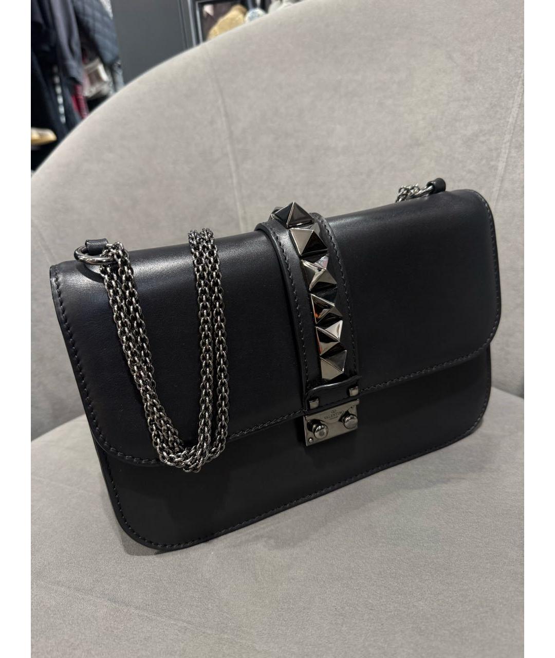 VALENTINO Черная кожаная сумка через плечо, фото 2