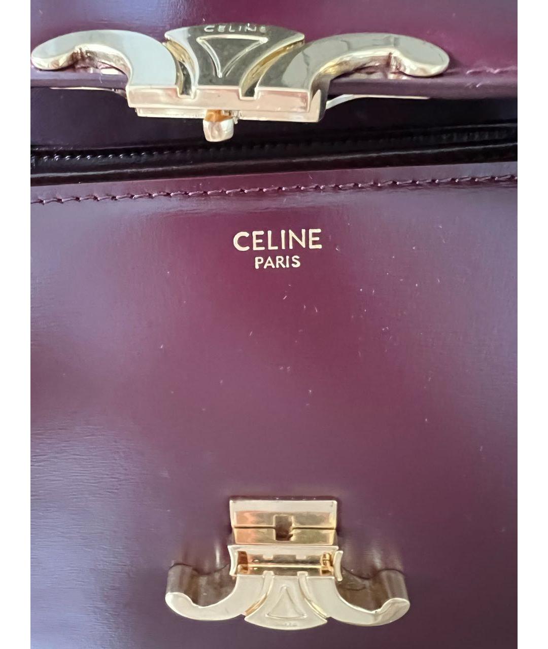 CELINE Бордовая кожаная сумка через плечо, фото 5