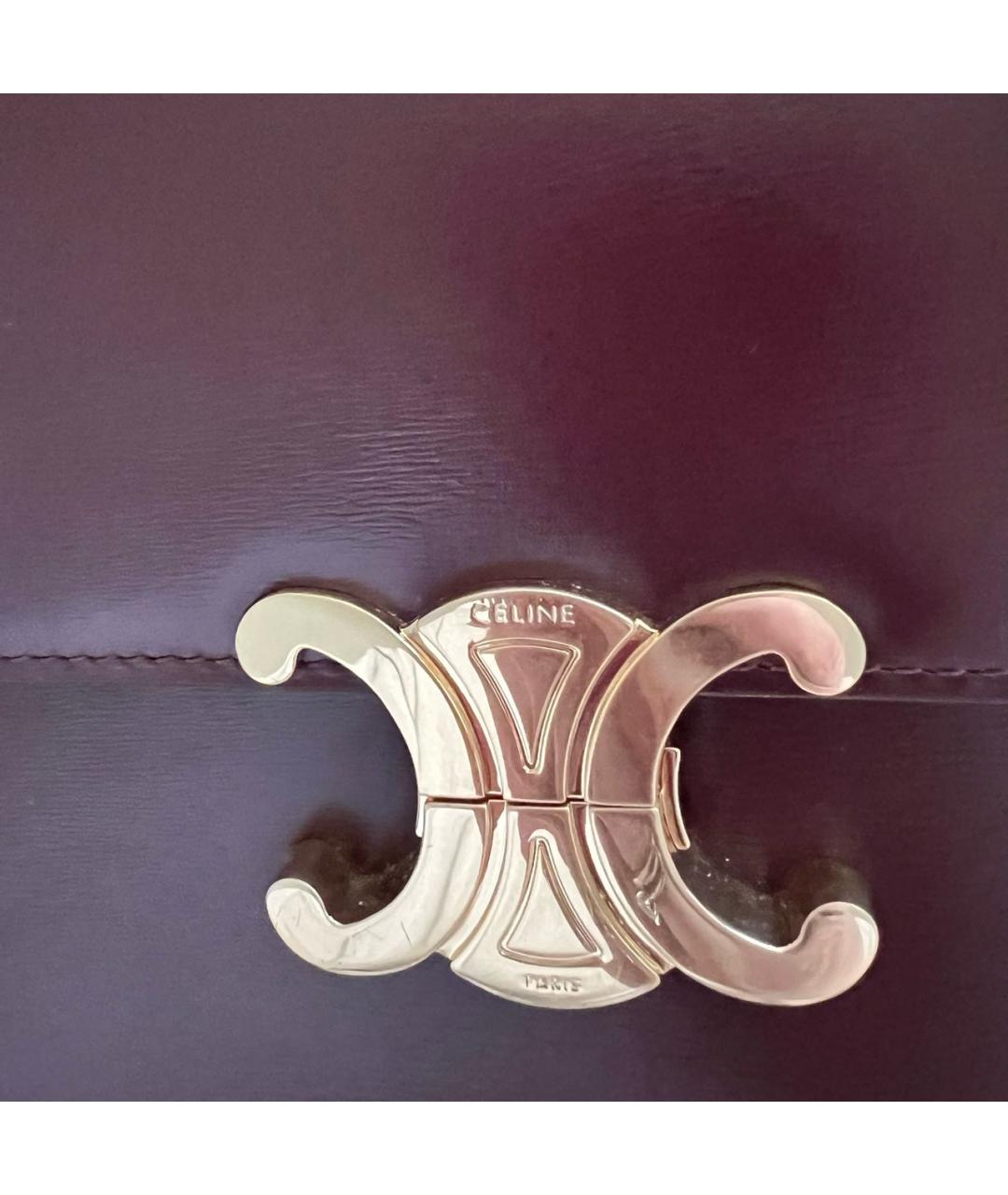 CELINE Бордовая кожаная сумка через плечо, фото 4