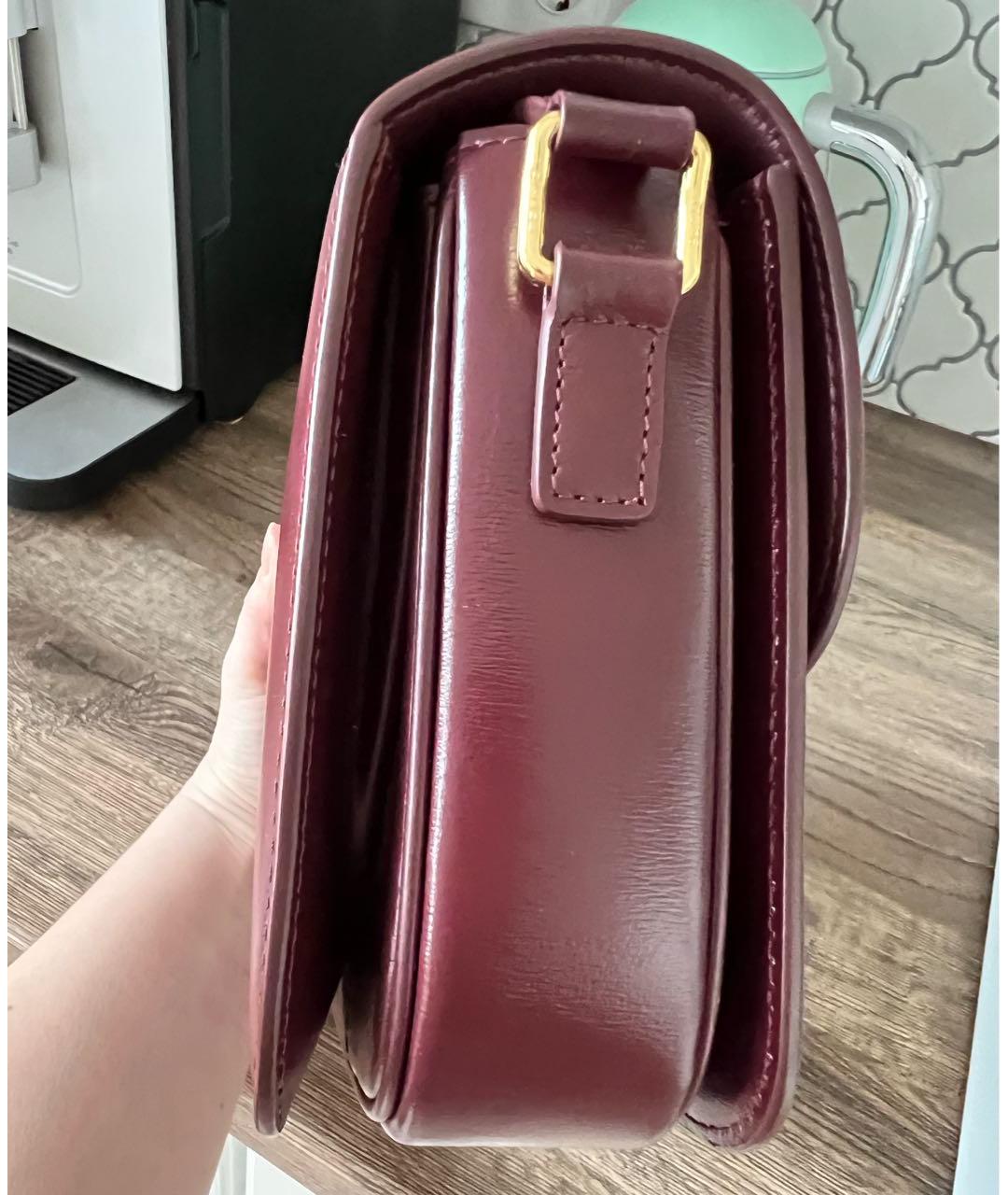CELINE Бордовая кожаная сумка через плечо, фото 3
