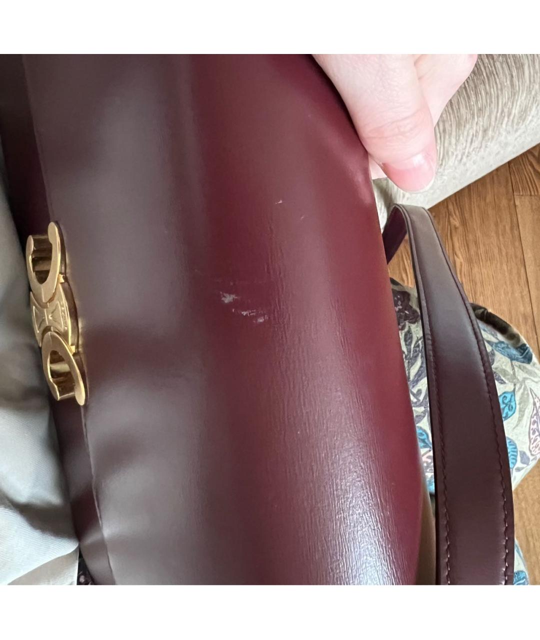 CELINE Бордовая кожаная сумка через плечо, фото 7