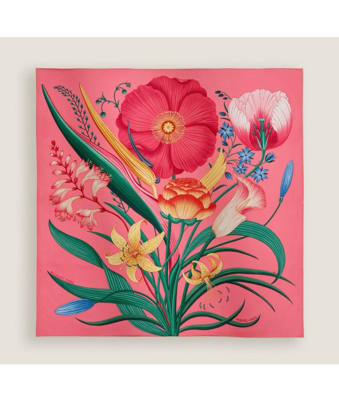 HERMES Розовый шелковый платок, фото 3