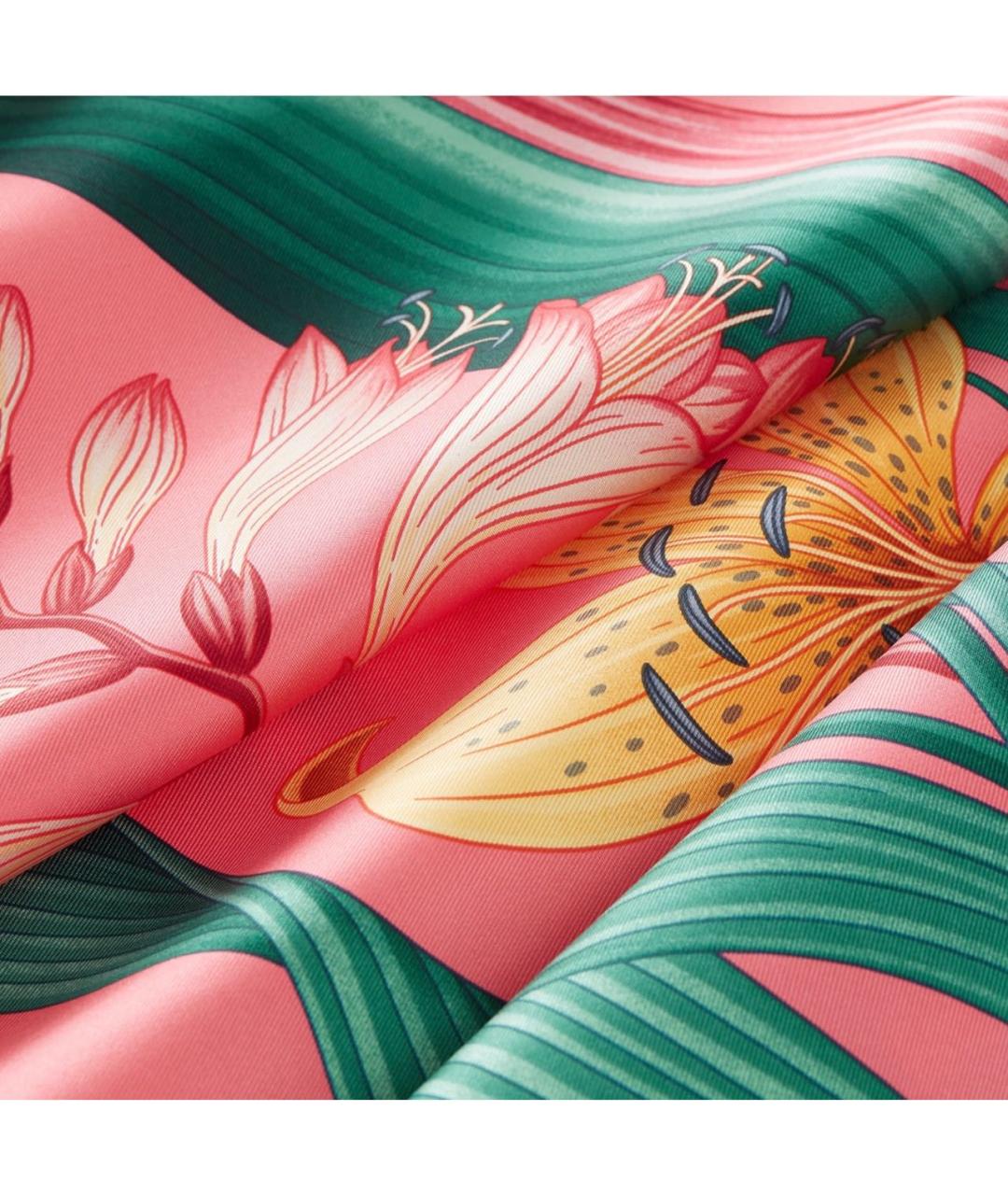 HERMES Розовый шелковый платок, фото 2