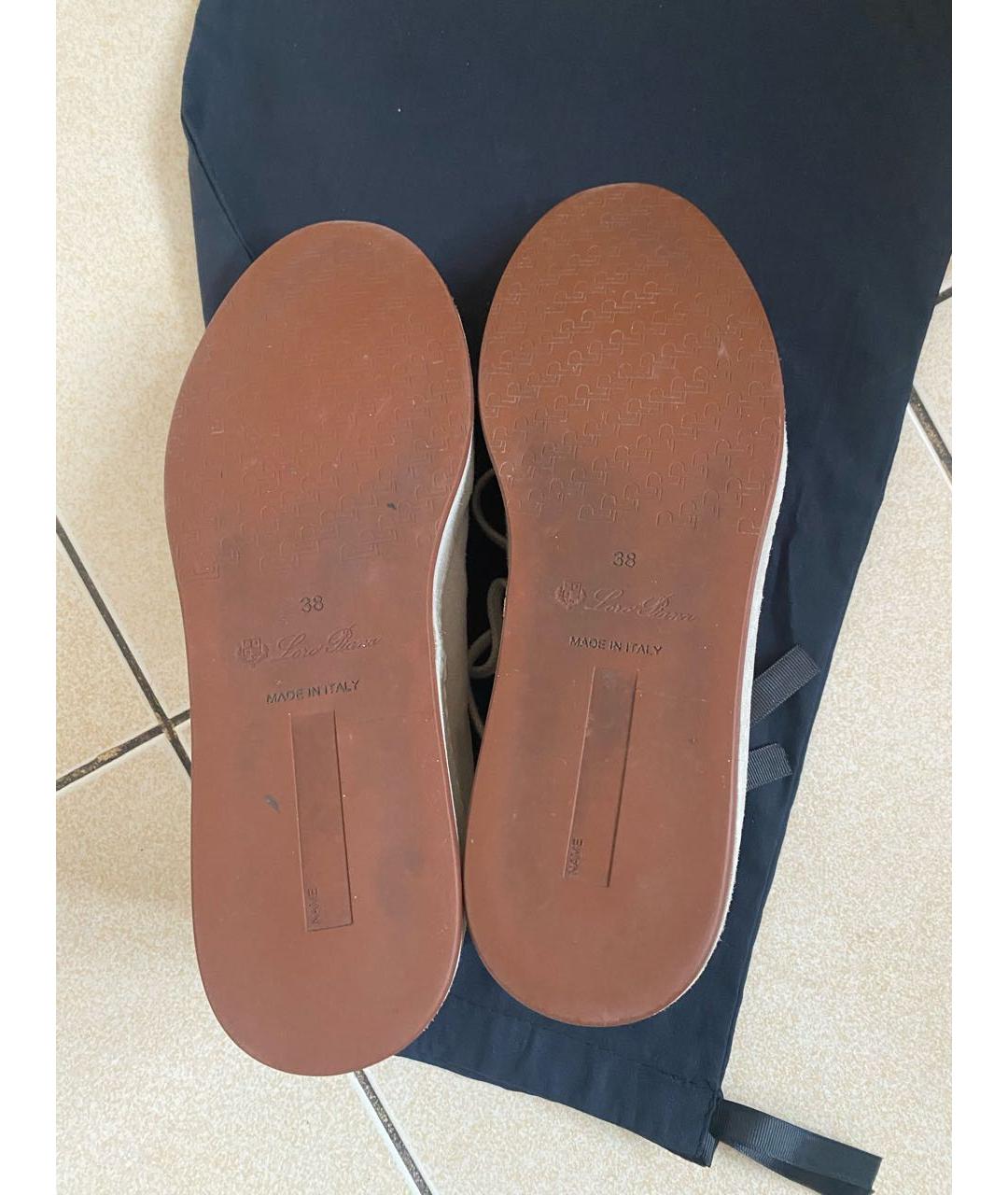 LORO PIANA Бежевые замшевые кеды, фото 6