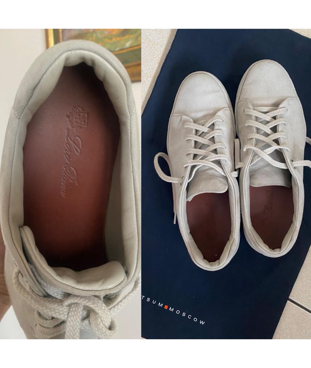 LORO PIANA Бежевые замшевые кеды, фото 7