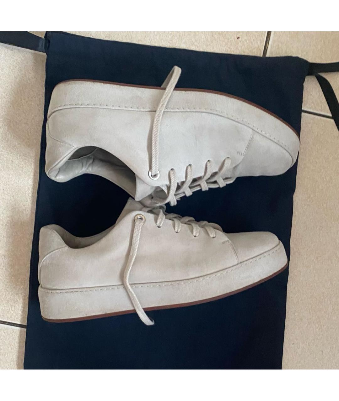 LORO PIANA Бежевые замшевые кеды, фото 3