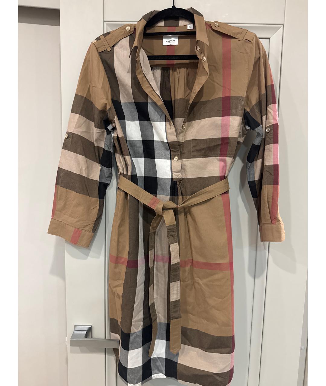 BURBERRY Бежевое хлопковое повседневное платье, фото 6