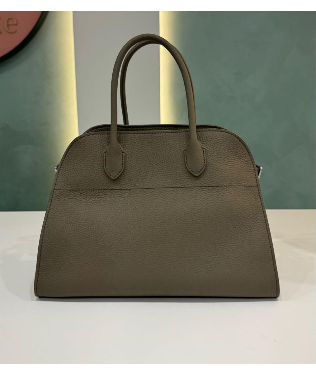 THE ROW Серая кожаная сумка с короткими ручками, фото 8