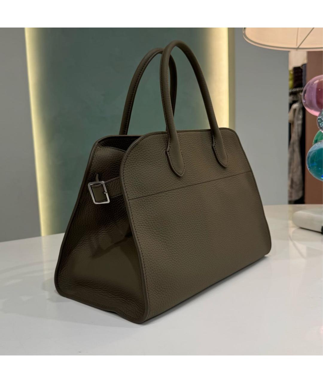 THE ROW Серая кожаная сумка с короткими ручками, фото 3